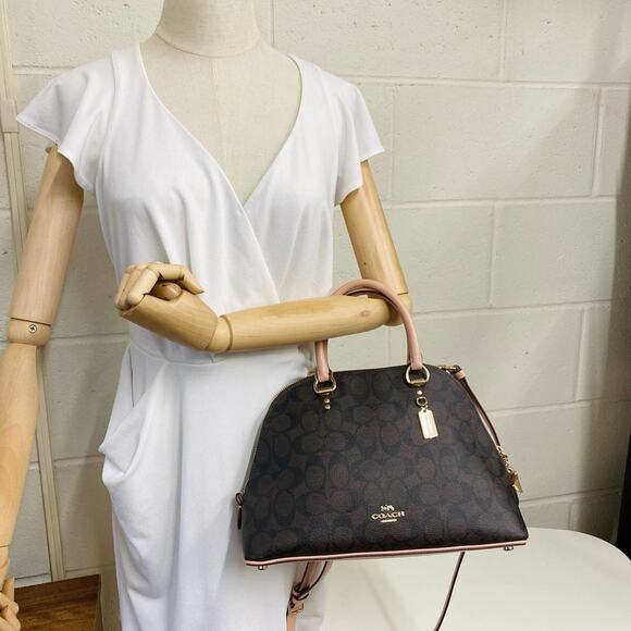 Coach Handbags - COACH 2558 KATY SATCHEL IN SIGNATURE CANVAS GOLD/BROWN SHELL PINK